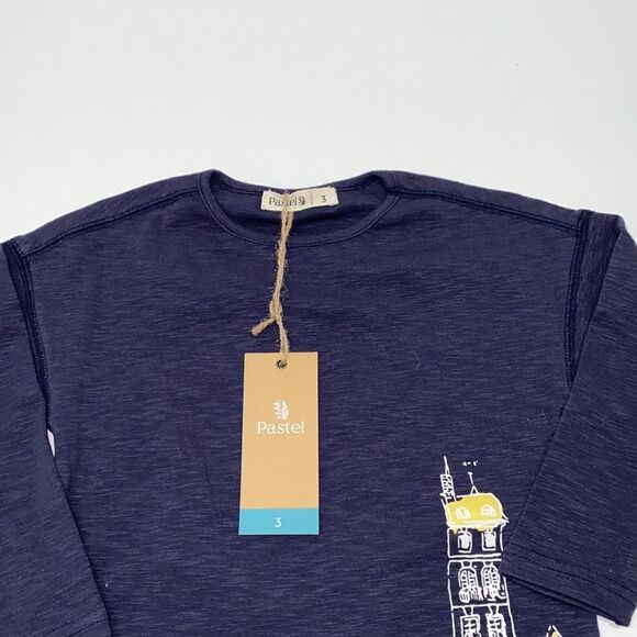 Pastel London placement graphic print tee french navy sz 3 New - Picture 2 of 6